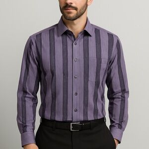 Bugatchi Purple Stripe Long Sleeve Dress Shirt Men’s Small